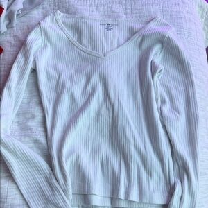 Brandy Melville Cream Ribbed Long Sleeve Top